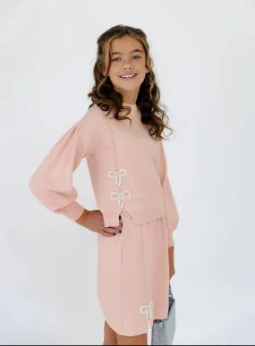 LOL Pink Pearl Bow Knit Skirt Set