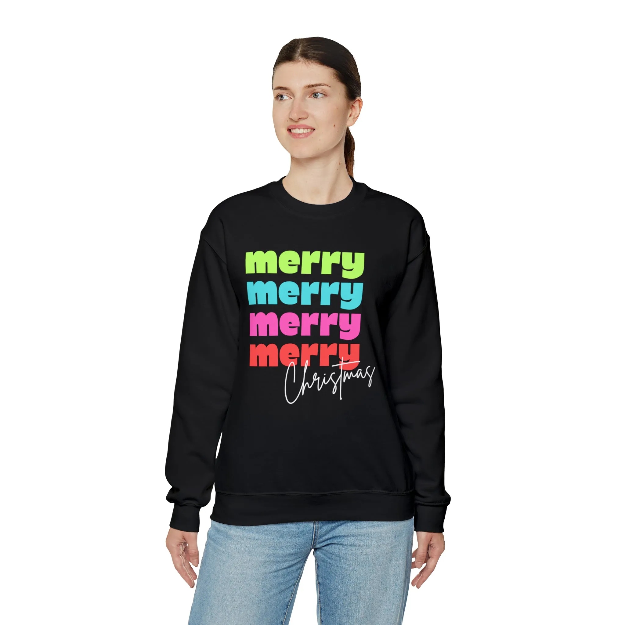 Merry Christmas - Crewneck Sweatshirt - Christmas Retro Bright Design