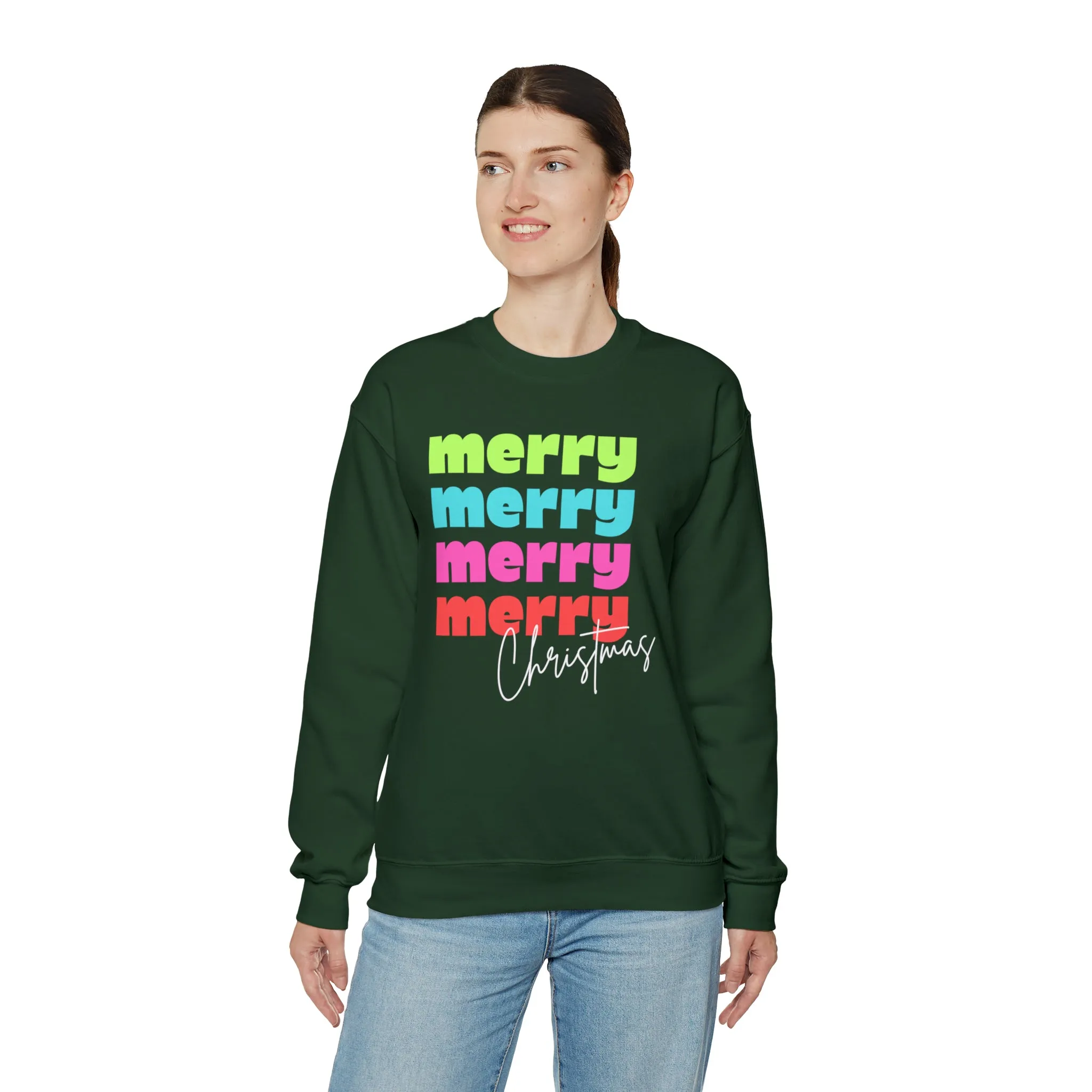 Merry Christmas - Crewneck Sweatshirt - Christmas Retro Bright Design