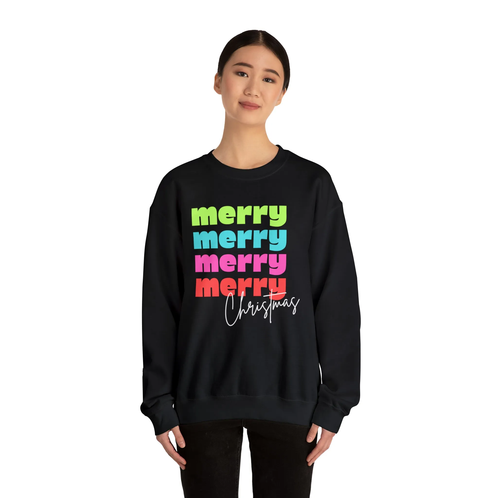 Merry Christmas - Crewneck Sweatshirt - Christmas Retro Bright Design