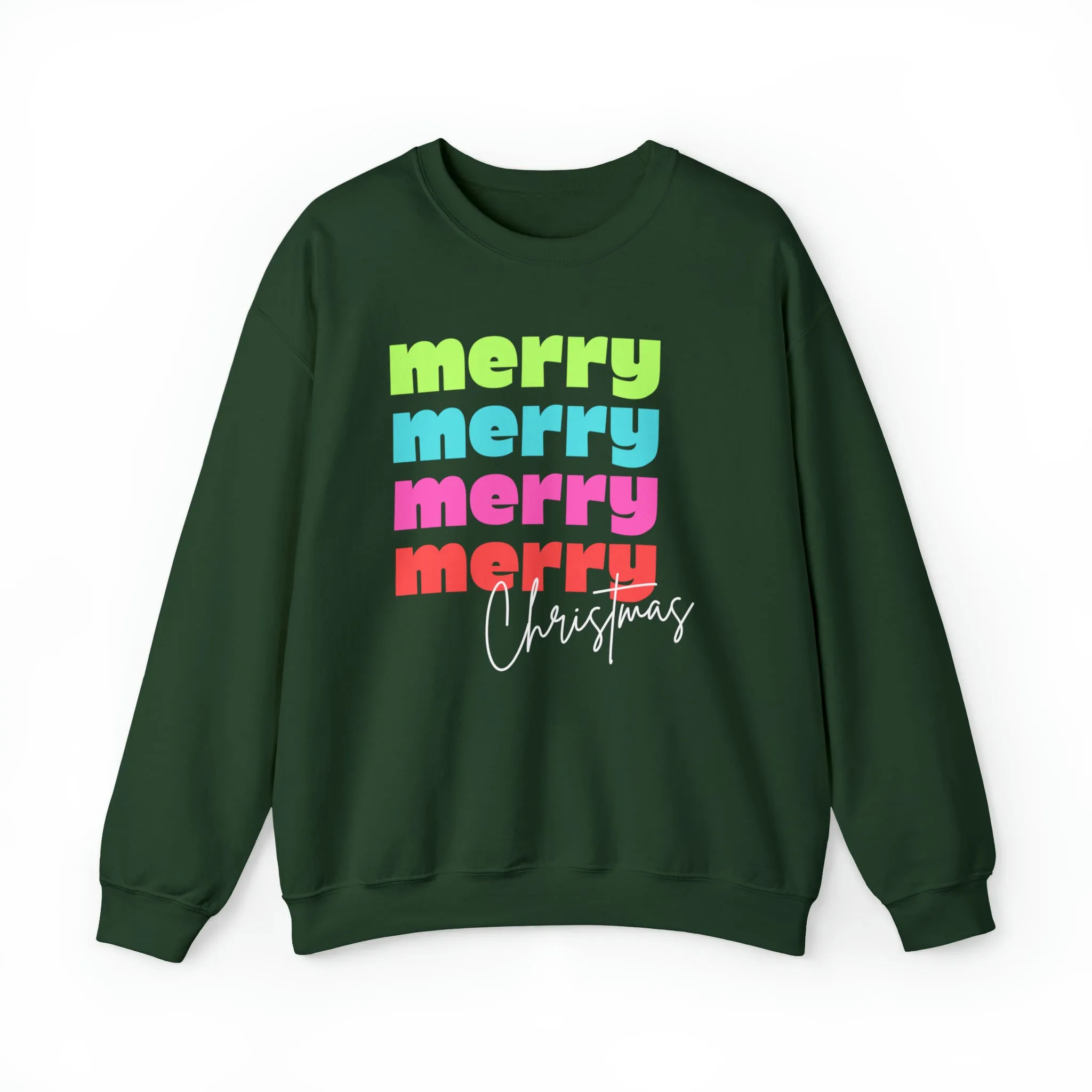 Merry Christmas - Crewneck Sweatshirt - Christmas Retro Bright Design