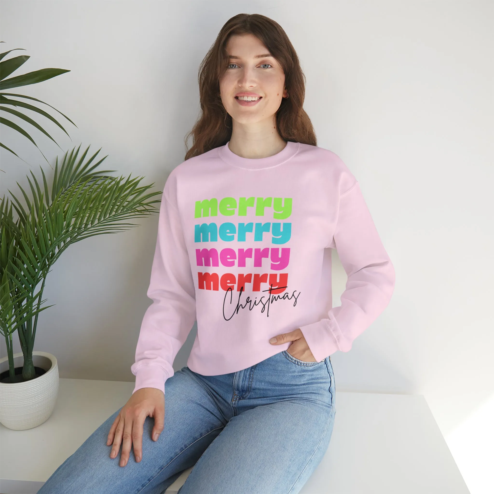 Merry Christmas - Crewneck Sweatshirt - Christmas Retro Bright Design