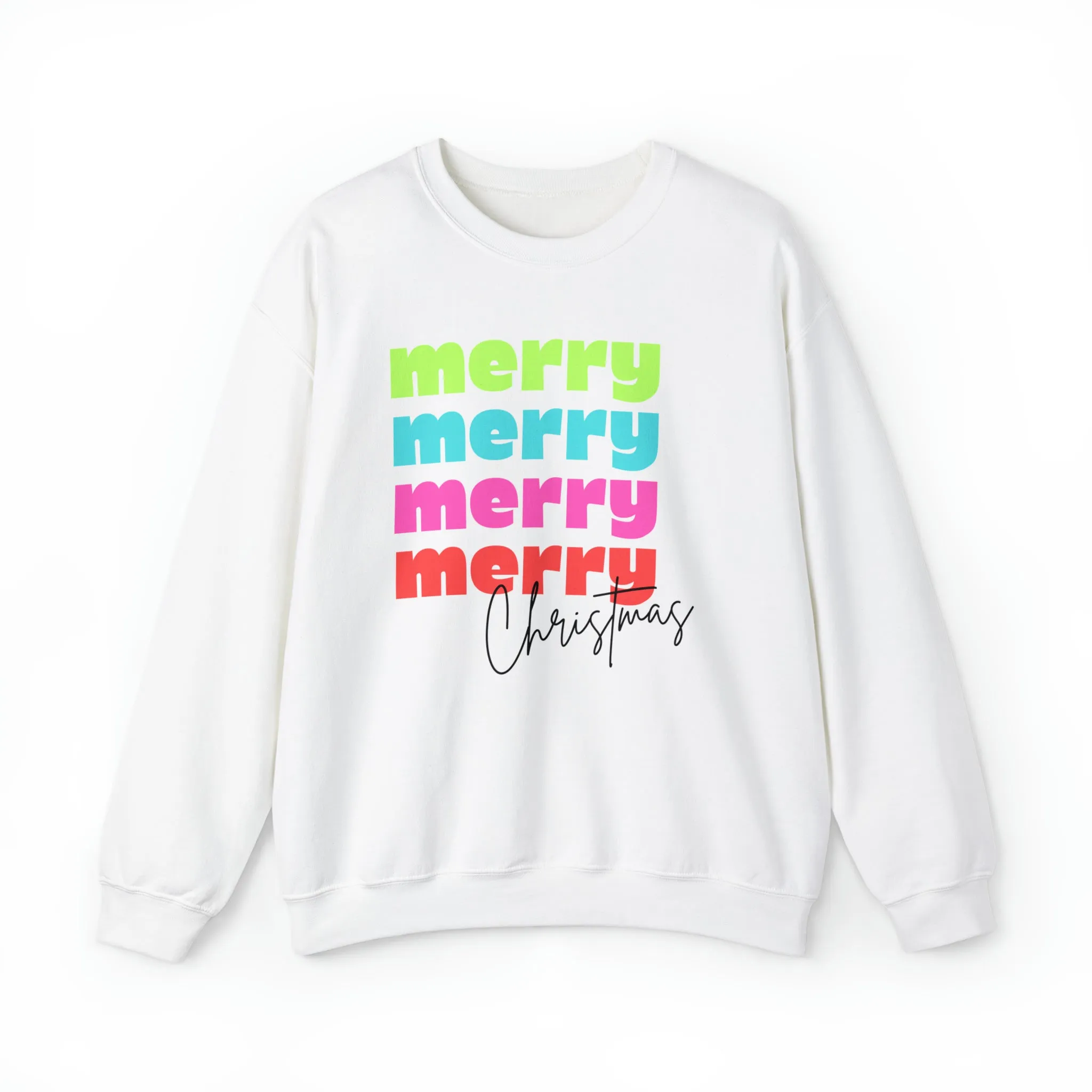 Merry Christmas - Crewneck Sweatshirt - Christmas Retro Bright Design