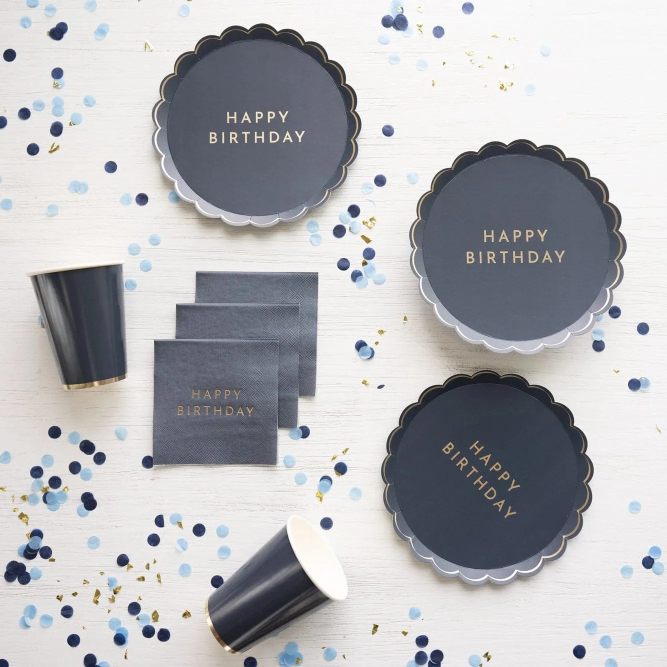 Midnight Blue Signature Happy Birthday Small Plates x 8
