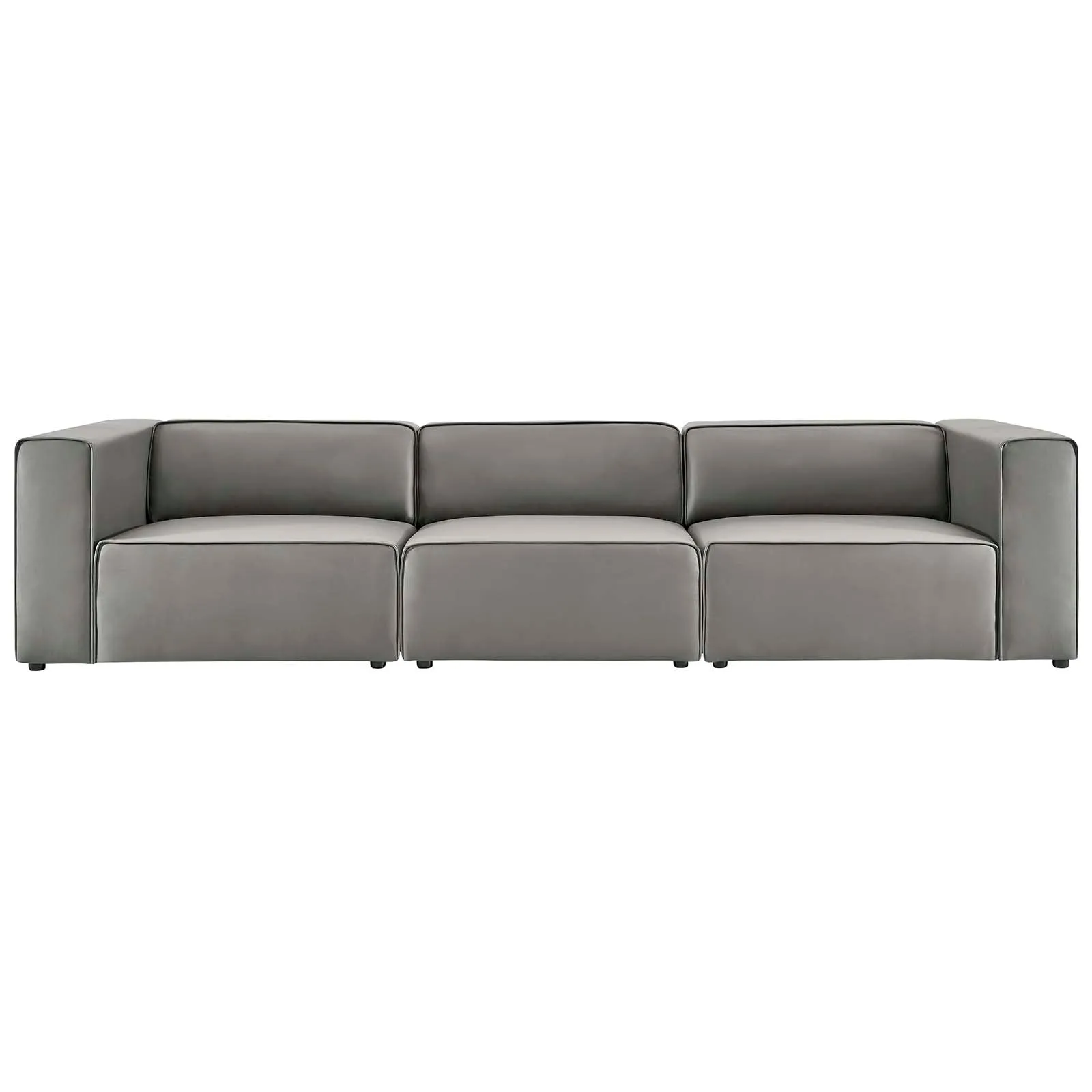 Mingle Vegan Leather 3-Piece Sectional Sofa Gray EEI-4789-GRY