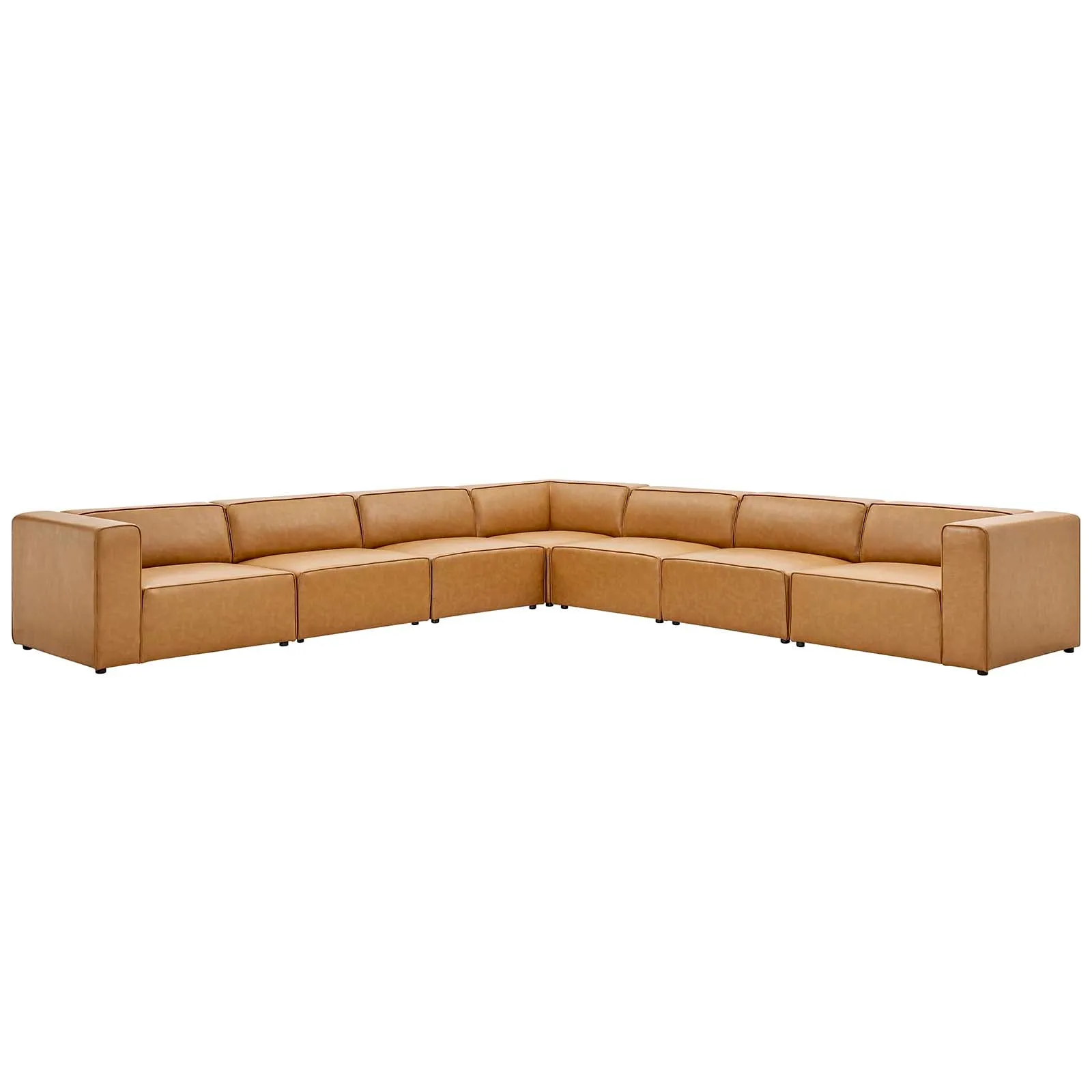 Mingle Vegan Leather 7-Piece Sectional Sofa Tan EEI-4798-TAN
