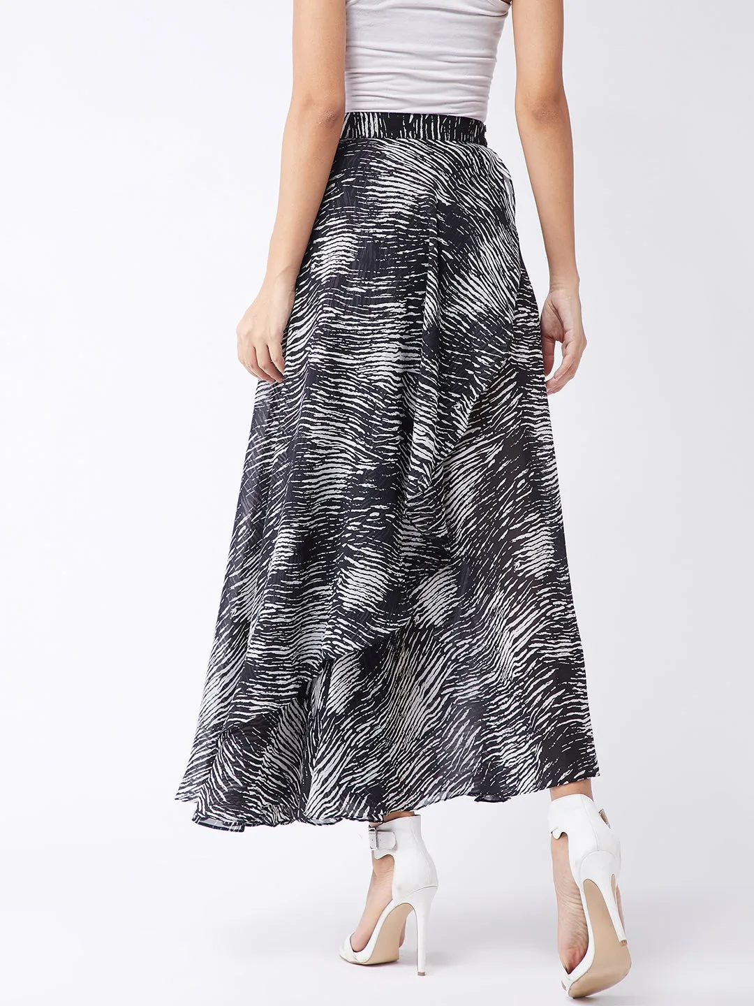 Monochromatic Abstract Print Skirt
