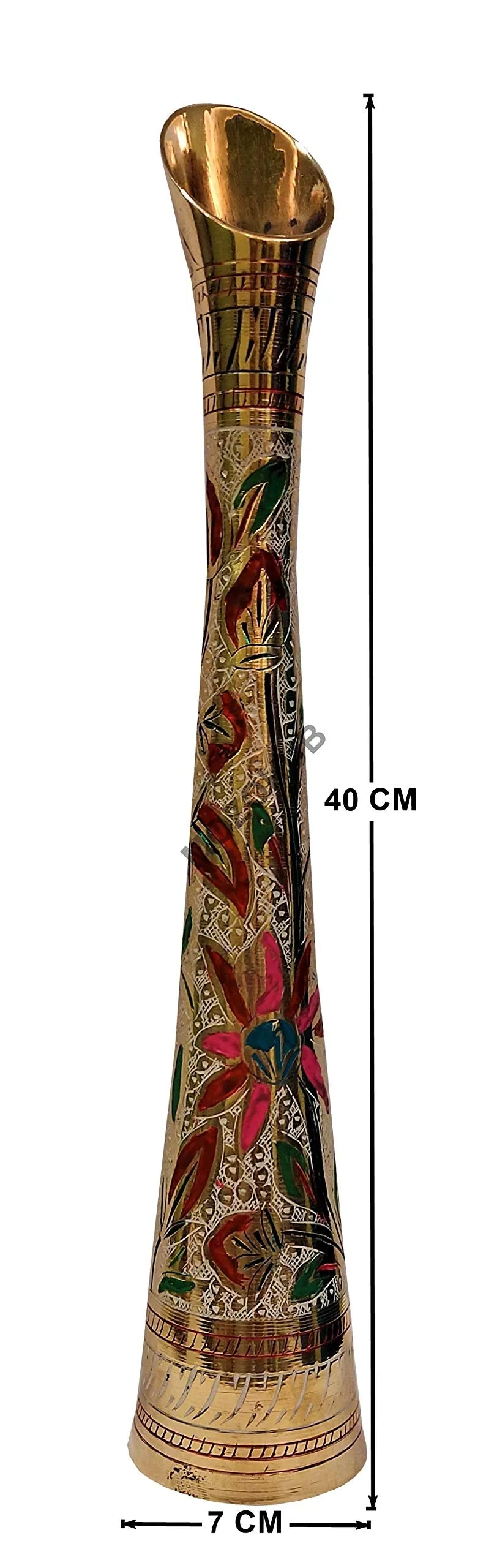 MOZO HUB Hand Crafted sleek and long Multi color pattern 2 Brass Flower Vase 40 cm