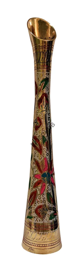 MOZO HUB Hand Crafted sleek and long Multi color pattern 2 Brass Flower Vase 40 cm