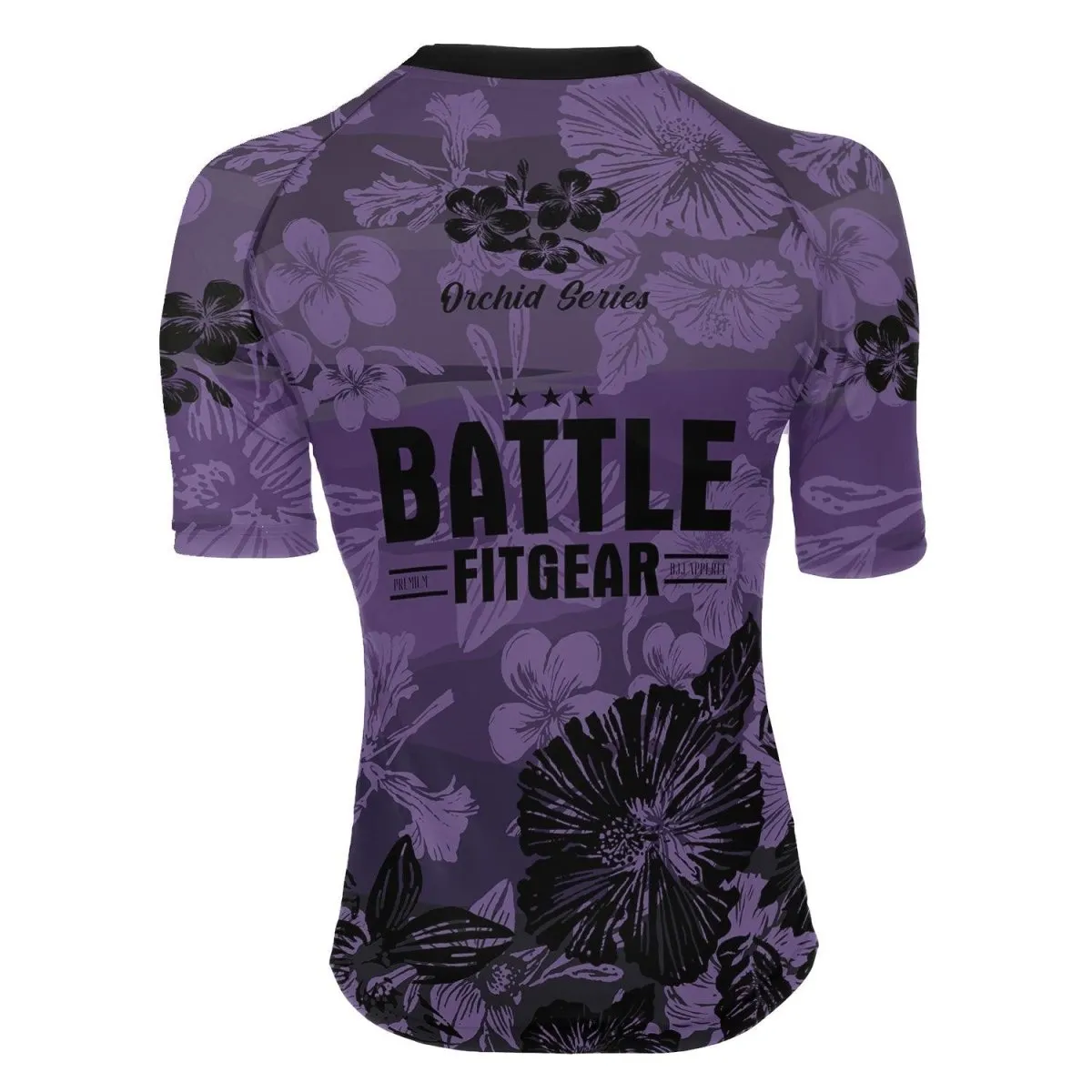 Orchid Series Floral Violet Heart Pattern Women's Short Sleeve Rash Guard