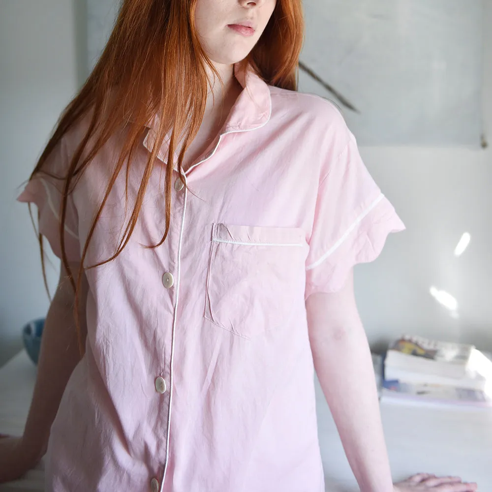 Pink Ladies Scalloped Edge Short Pyjamas
