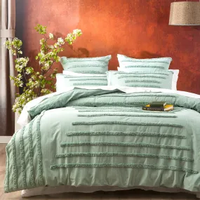 Renee Taylor Classic Cotton Vintage washed Tufted Quilt Cover Set - Sage