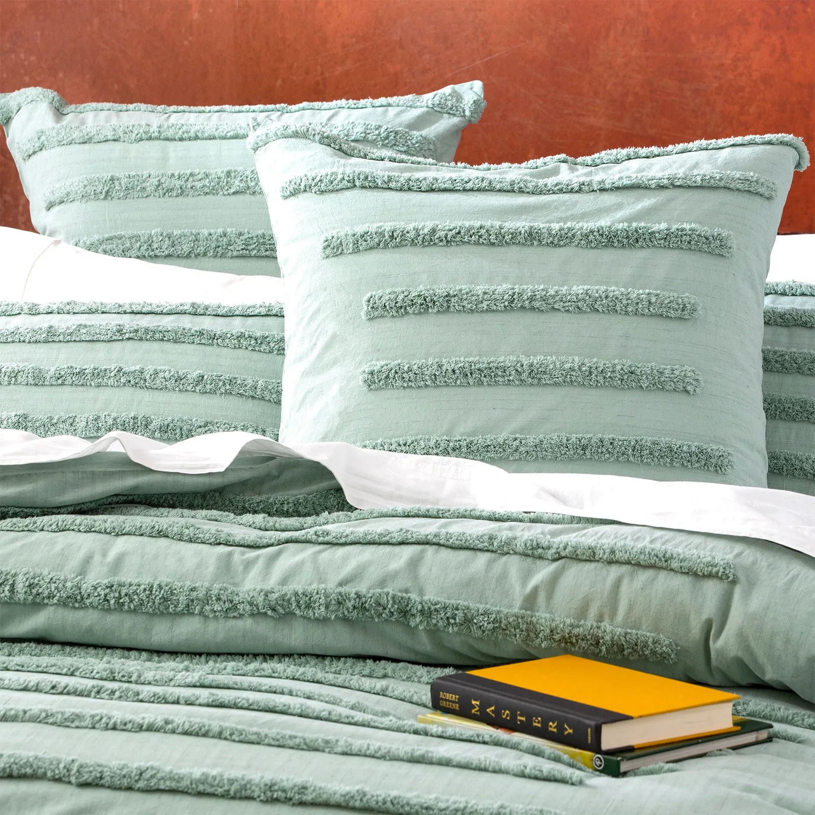 Renee Taylor Classic Cotton Vintage washed Tufted Quilt Cover Set - Sage