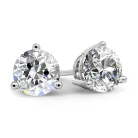 Round Brilliant Three Prong Lab Created Diamond Stud Earrings