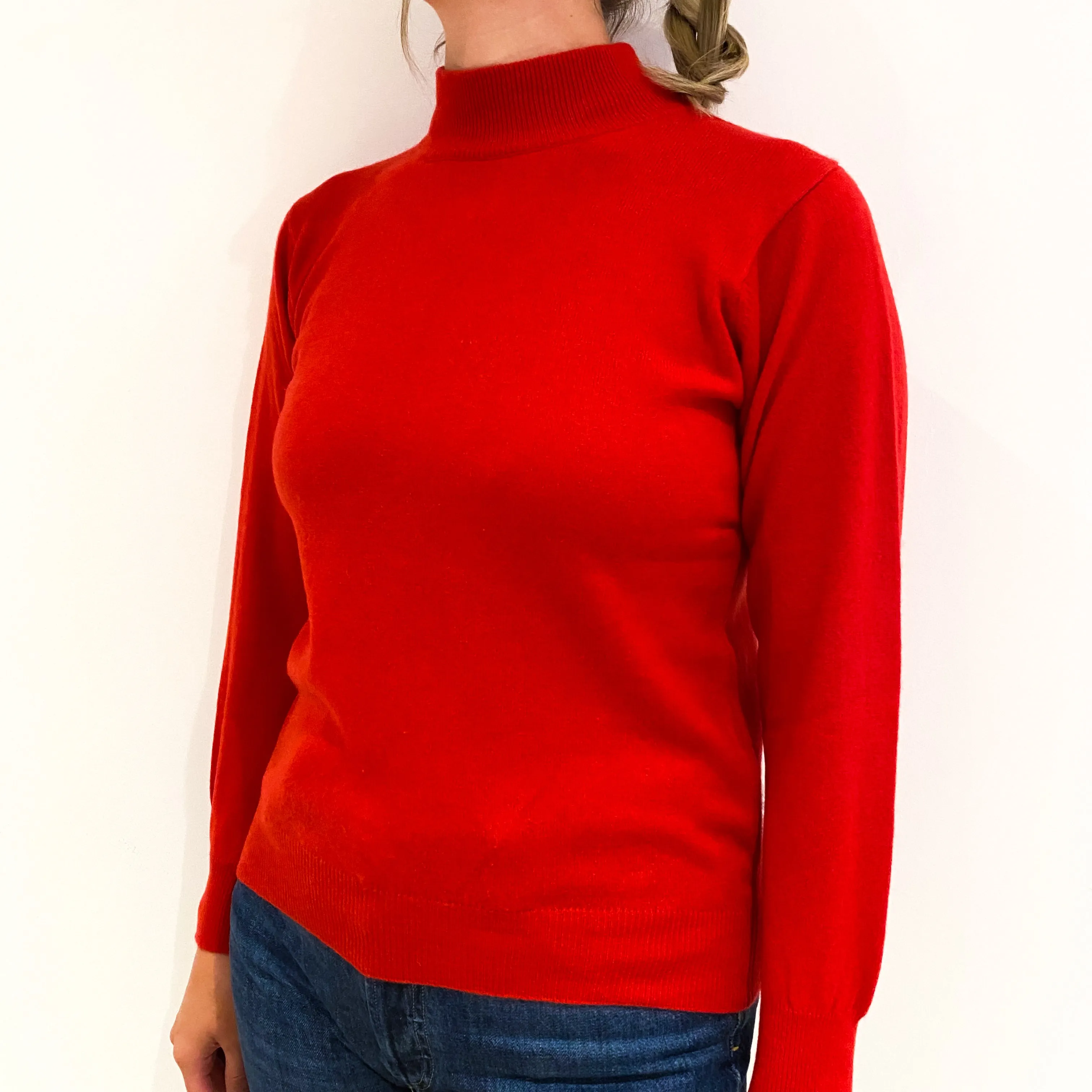 Scarlet Red Cashmere Turtle Neck Jumper Small