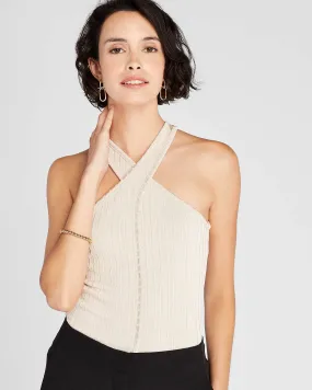 Shiny Wide Rib Halter Top