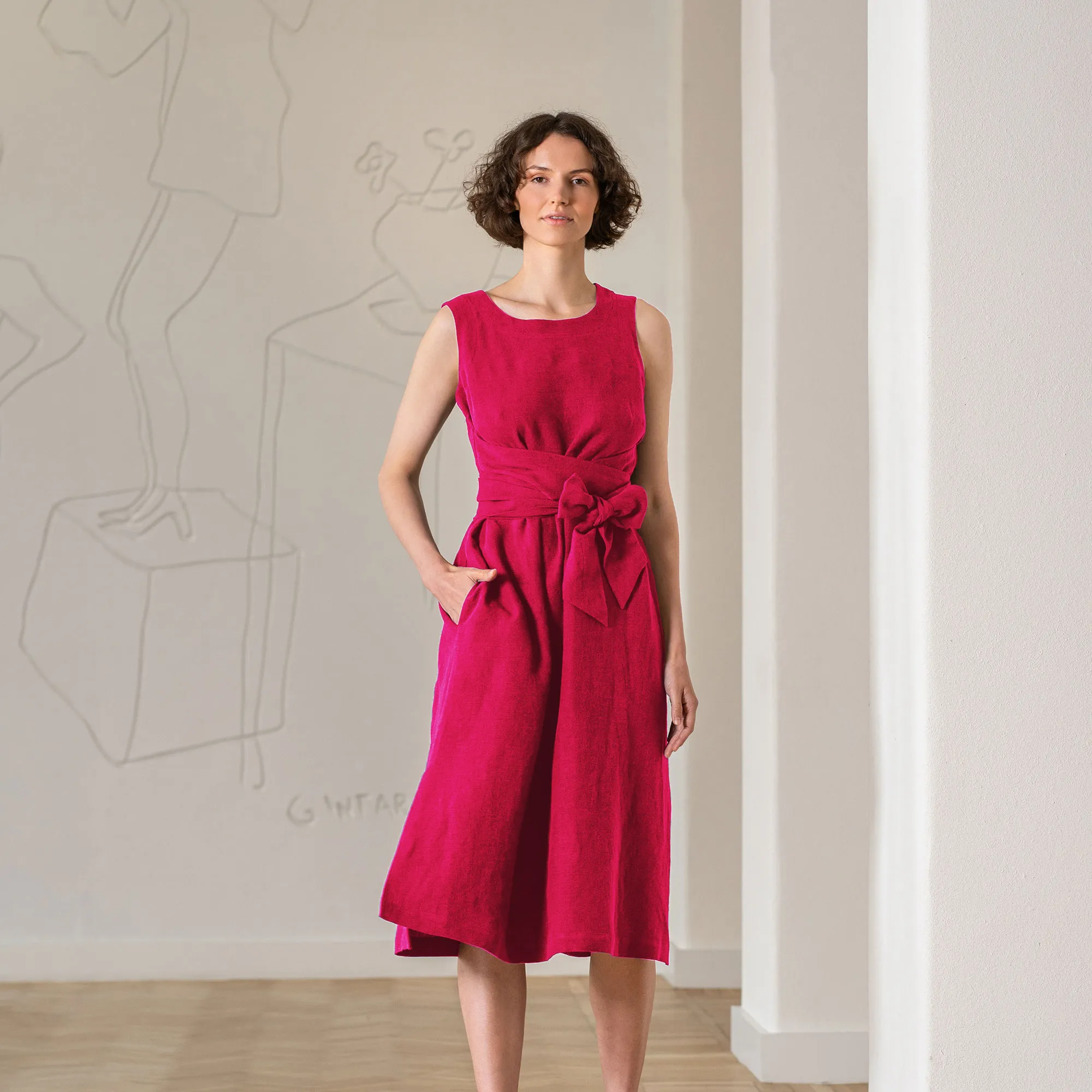 Sleeveless Obi Wrap Dress Hailey