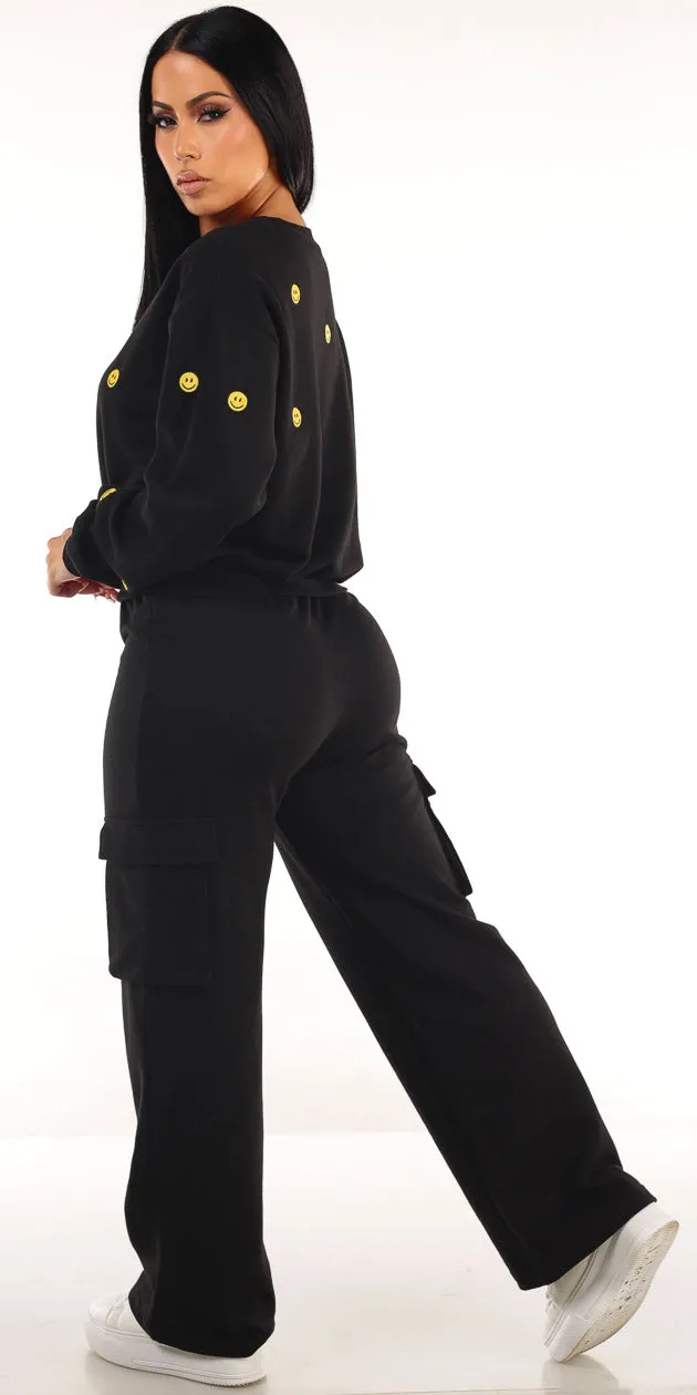 Smiley Black Cargo Pants Outfit