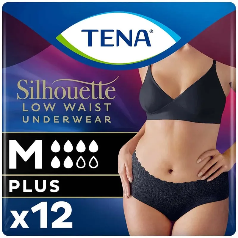 TENA Silhouette Incontinence Pants Plus Low Waist Black Medium x 60 (12 x 5)
