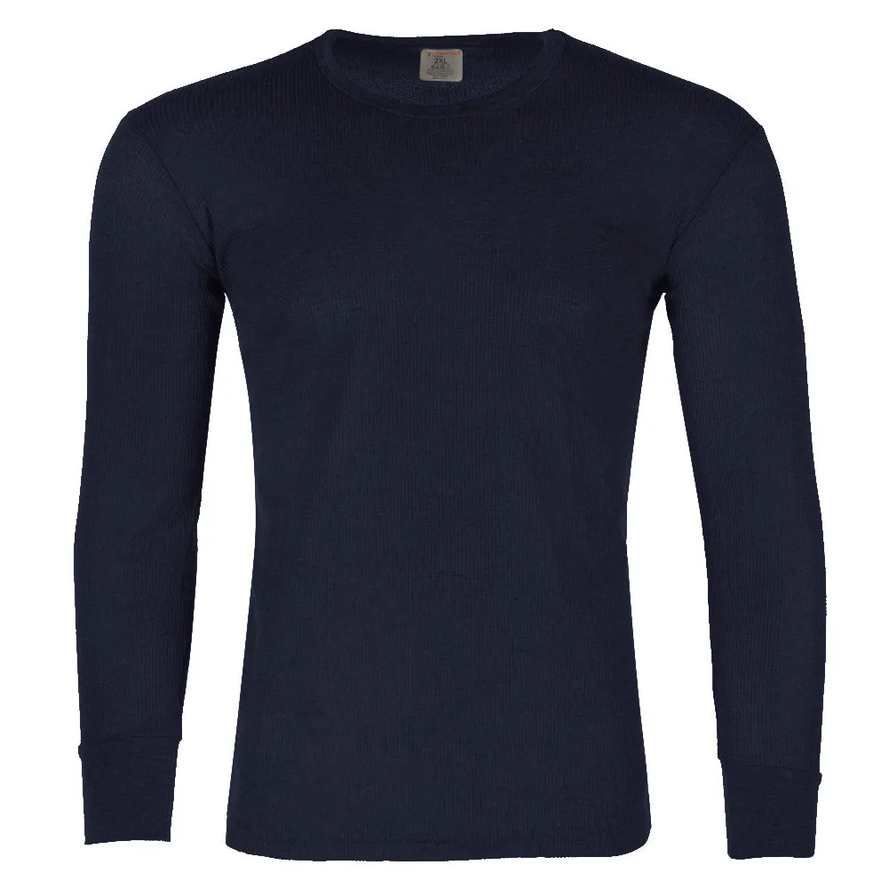 Therma Tek Men's Long Sleeve 100% Cotton Waffle Crew Neck Thermal Top Underwear