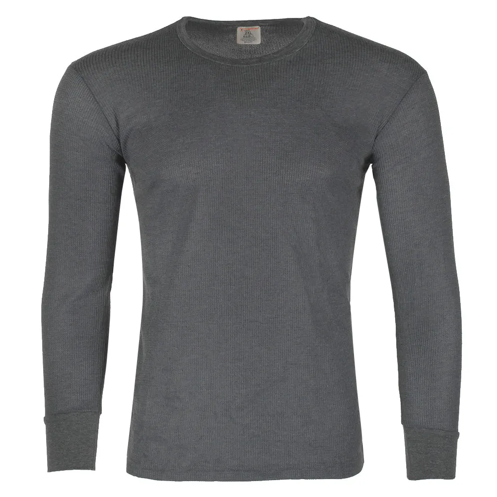 Therma Tek Men's Long Sleeve 100% Cotton Waffle Crew Neck Thermal Top Underwear