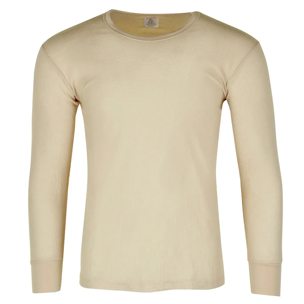 Therma Tek Men's Long Sleeve 100% Cotton Waffle Crew Neck Thermal Top Underwear