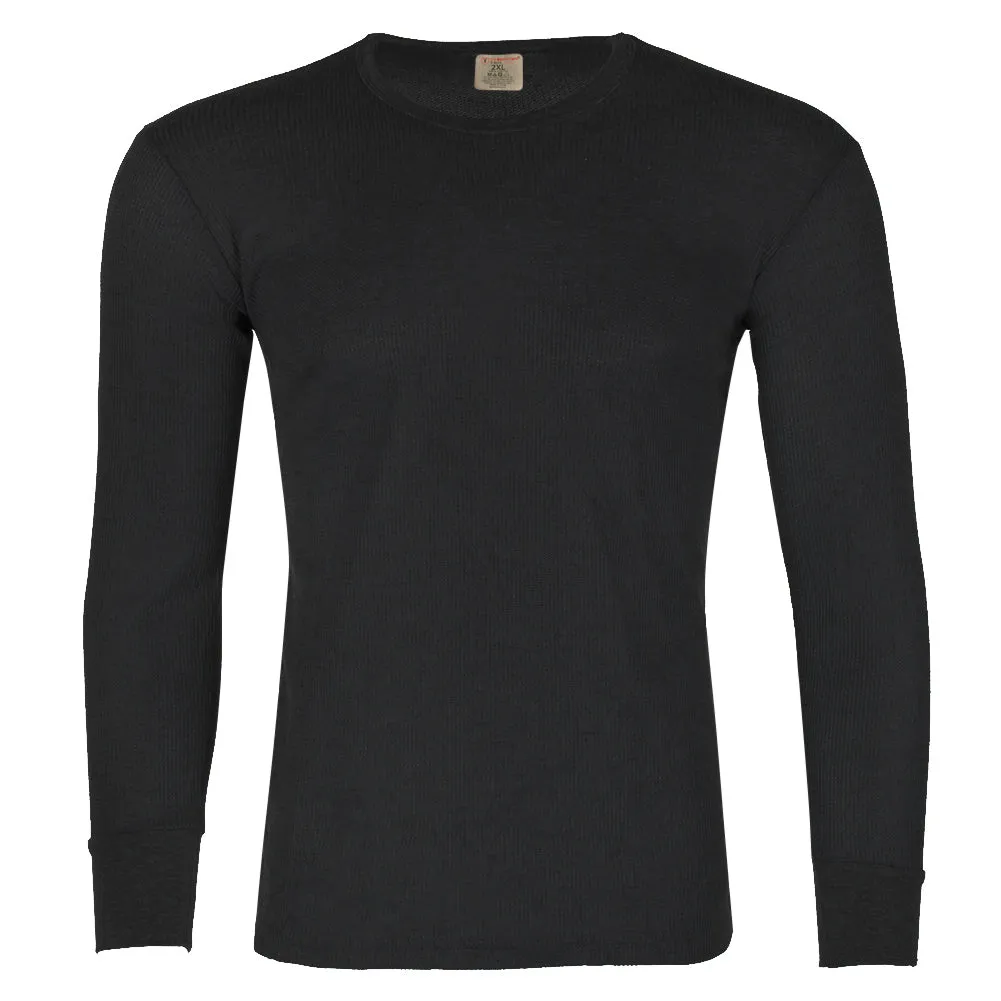 Therma Tek Men's Long Sleeve 100% Cotton Waffle Crew Neck Thermal Top Underwear