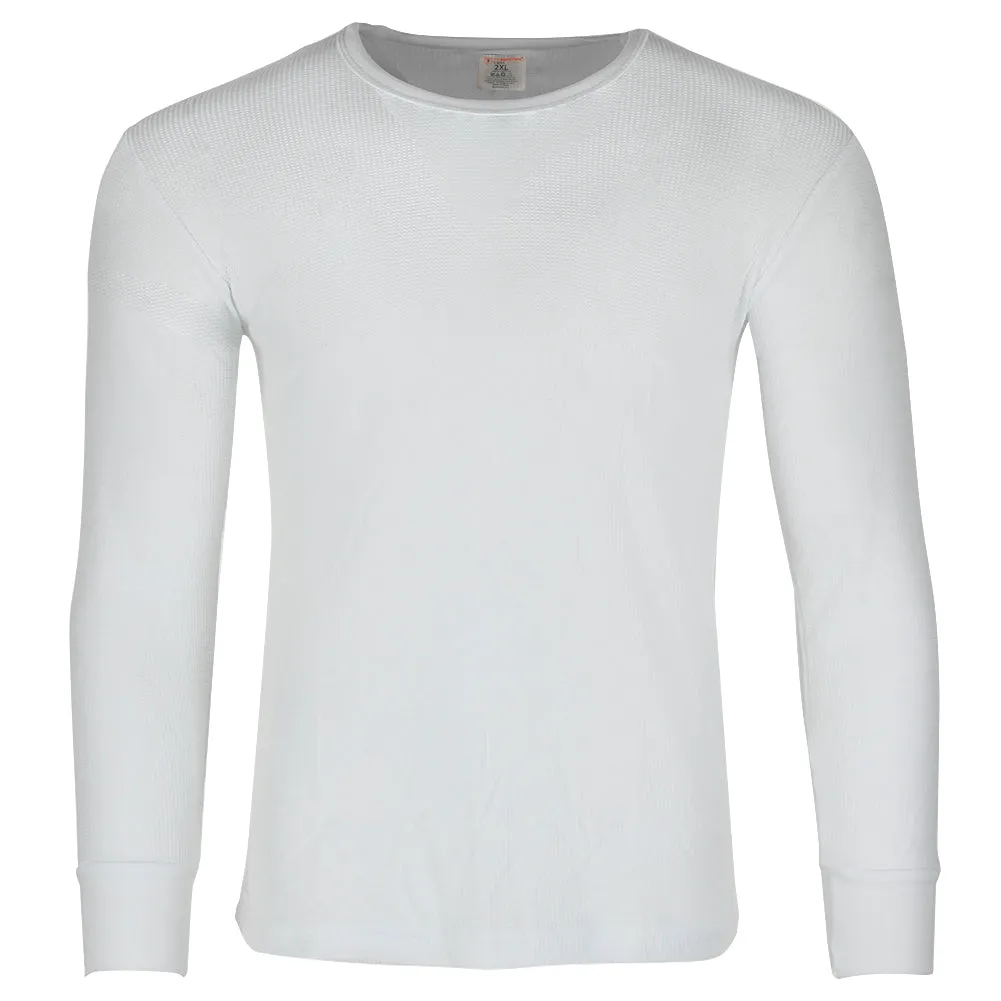 Therma Tek Men's Long Sleeve 100% Cotton Waffle Crew Neck Thermal Top Underwear