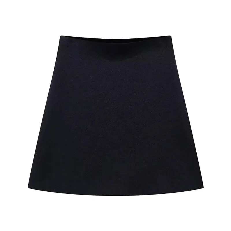 V-neck Chic buttons Cardigan and short knit skirts