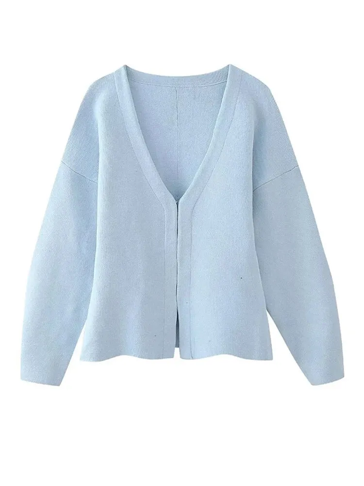 V-neck Chic buttons Cardigan and short knit skirts