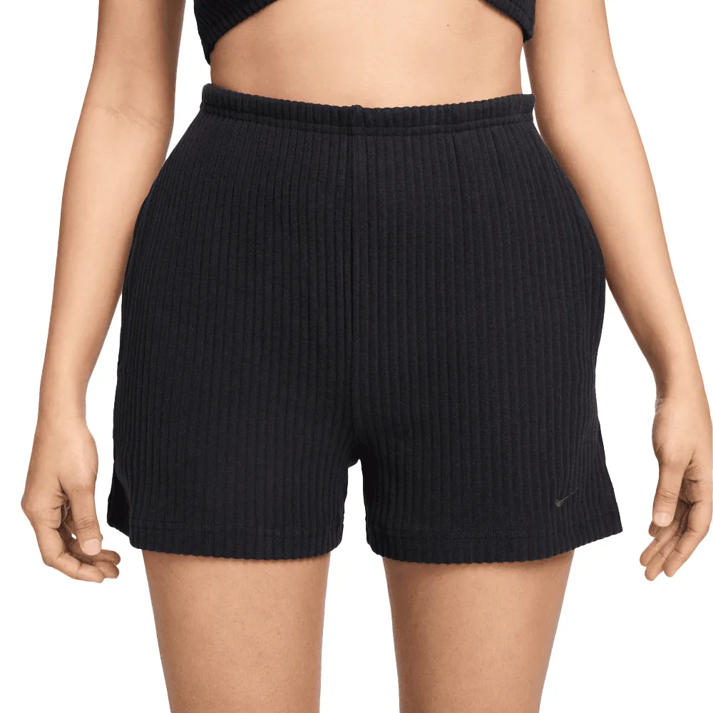 W NSW Chill Knit High-Waisted Slim 3" Ribbed Shorts 'Black'