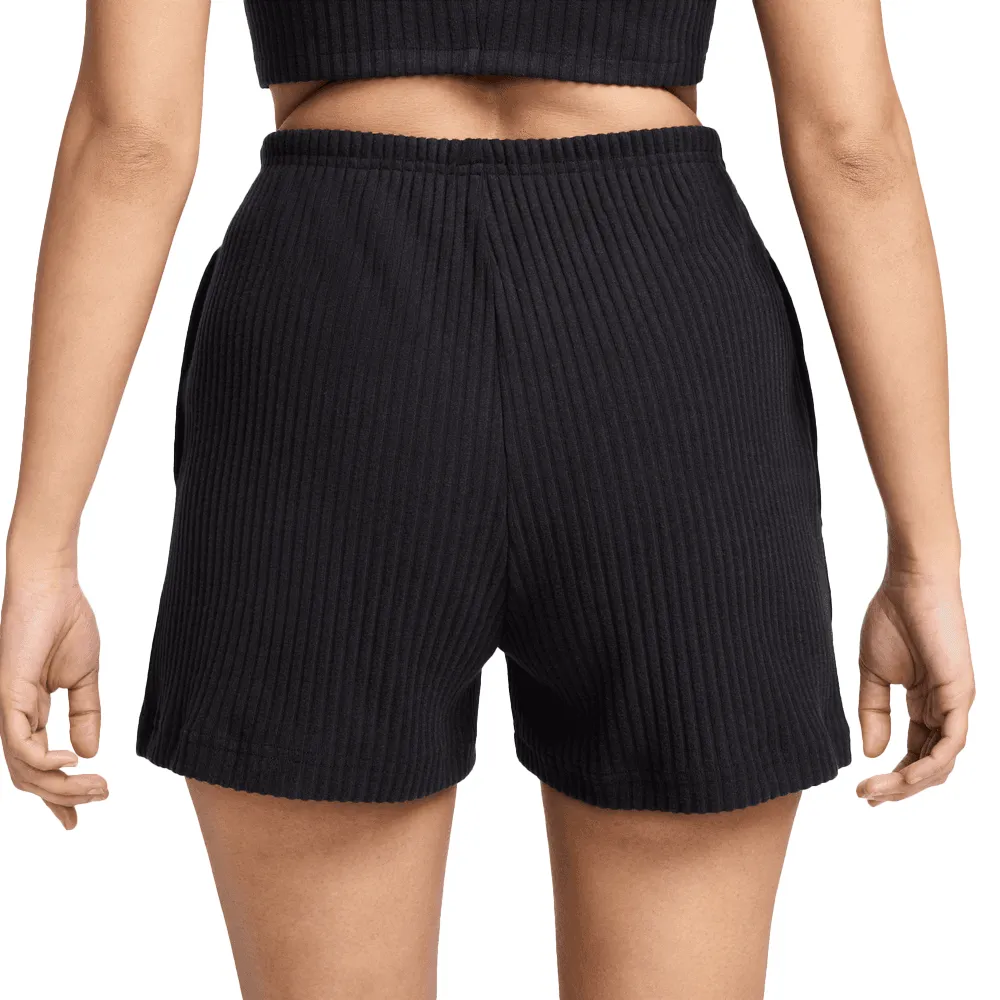 W NSW Chill Knit High-Waisted Slim 3" Ribbed Shorts 'Black'