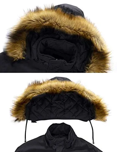 Wantdo Men's Winter Quilt-lined Warm Coat with Removable Hood Jacket Medium Grey