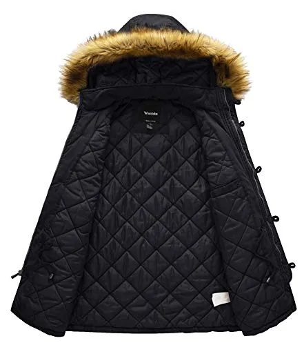 Wantdo Men's Winter Quilt-lined Warm Coat with Removable Hood Jacket Medium Grey