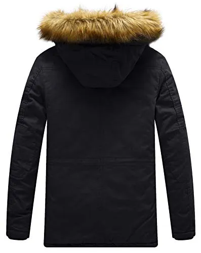 Wantdo Men's Winter Quilt-lined Warm Coat with Removable Hood Jacket Medium Grey