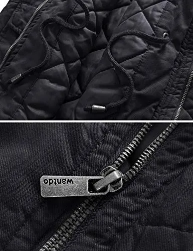 Wantdo Men's Winter Quilt-lined Warm Coat with Removable Hood Jacket Medium Grey