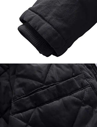 Wantdo Men's Winter Quilt-lined Warm Coat with Removable Hood Jacket Medium Grey