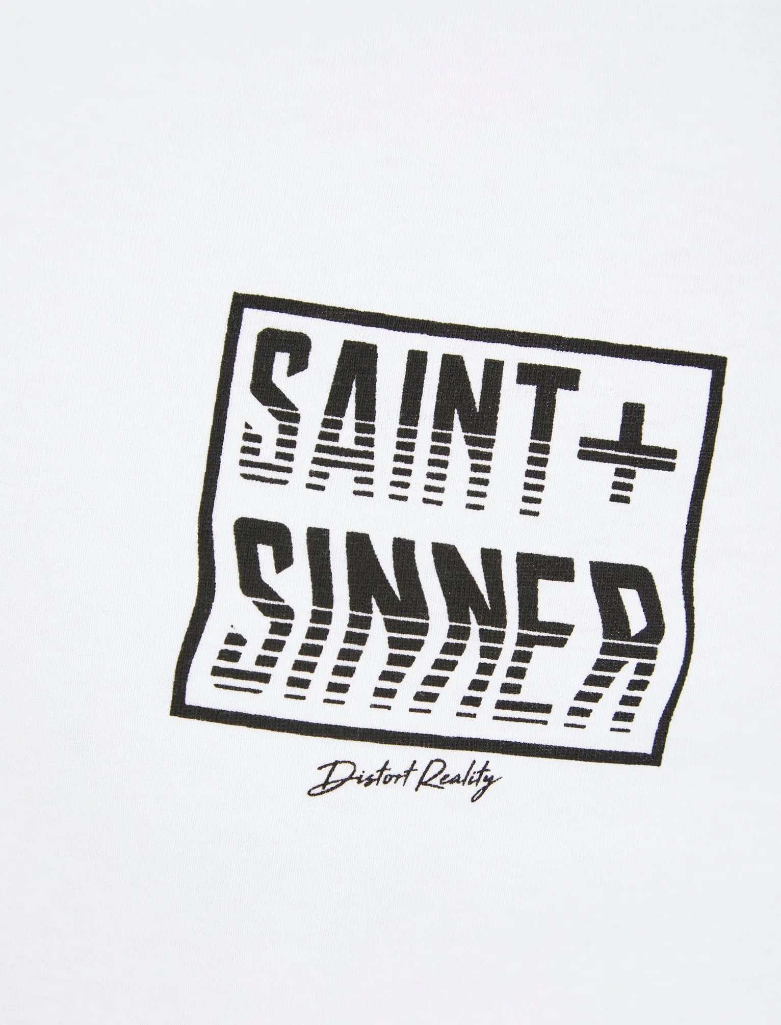 Waved Tee Motif Cotton Jersey T-Shirt in Bright White - Saint   Sinner
