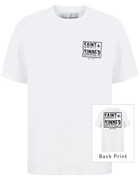 Waved Tee Motif Cotton Jersey T-Shirt in Bright White - Saint   Sinner