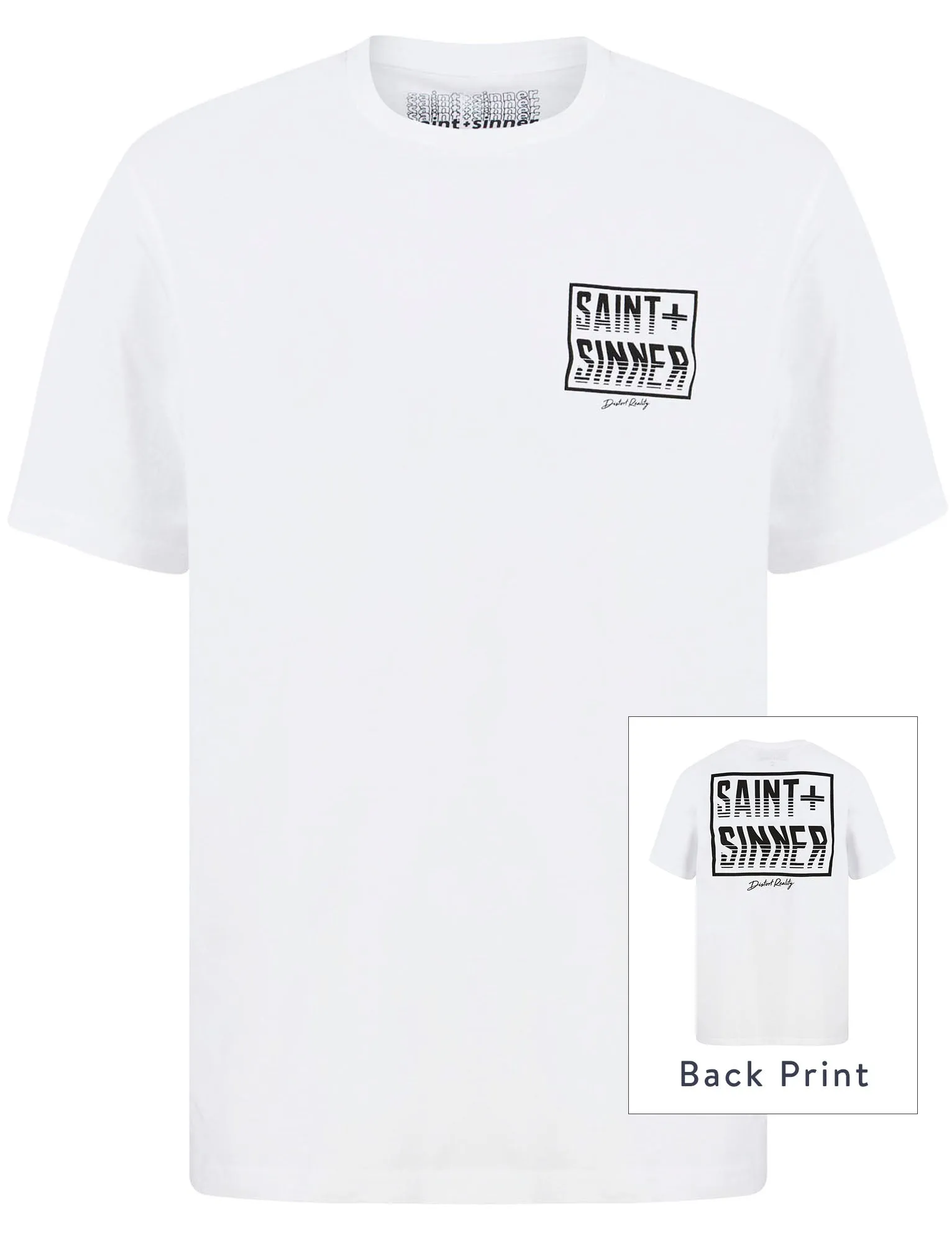 Waved Tee Motif Cotton Jersey T-Shirt in Bright White - Saint   Sinner