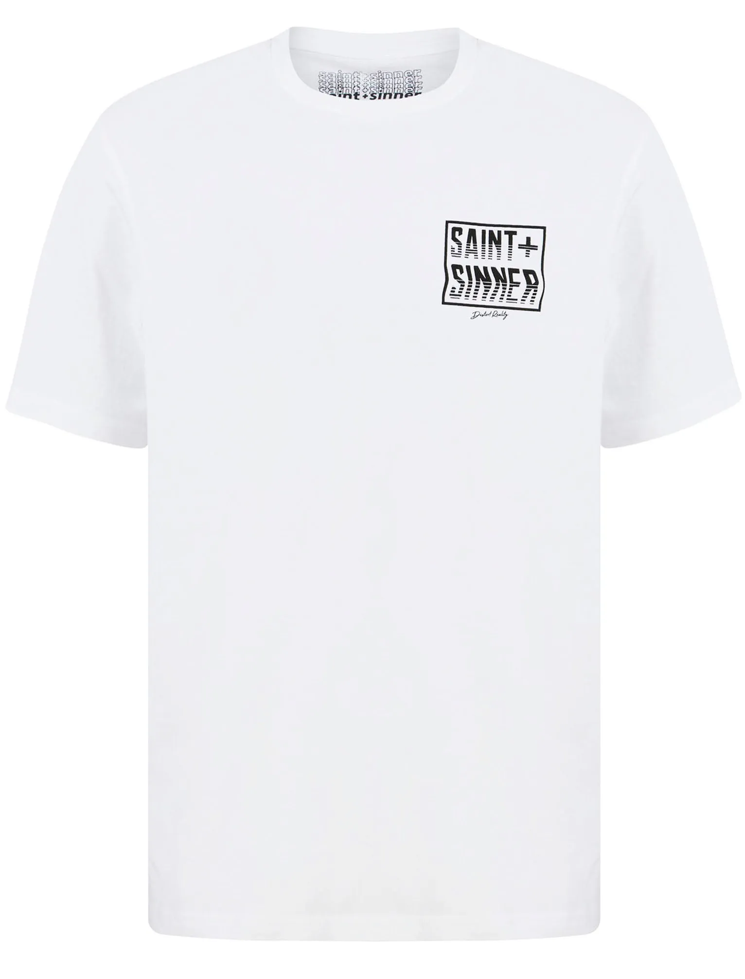 Waved Tee Motif Cotton Jersey T-Shirt in Bright White - Saint   Sinner