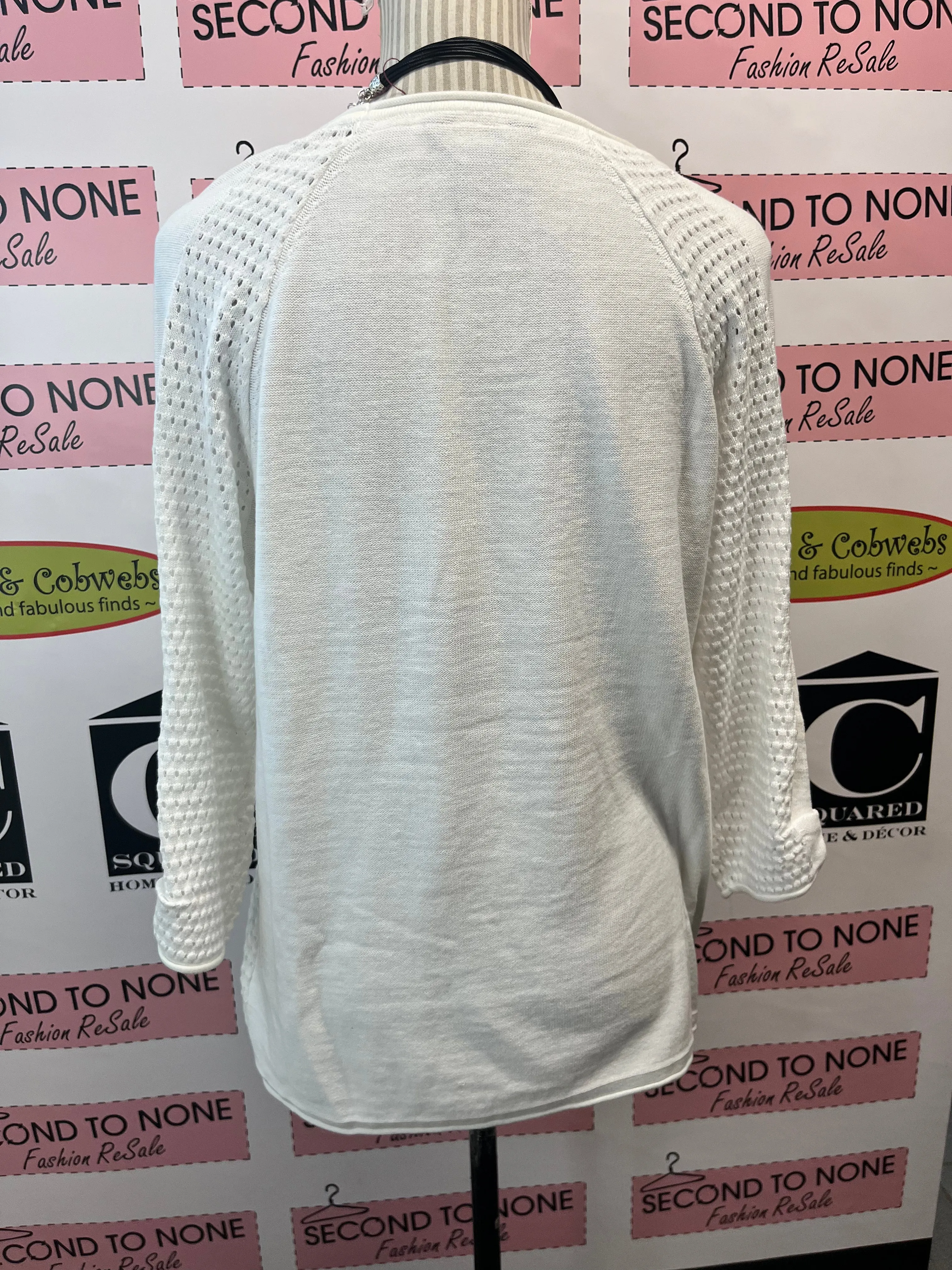 White Open Knit Top (Size M)