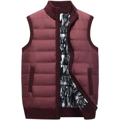 Winter Men Vests Casual Knitted Cardigan Parka VestsThick Warm Waistcoat