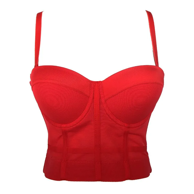 Women Crop Top Tank Sexy Cami Push Up Denim Bra Backless Party Club Vest