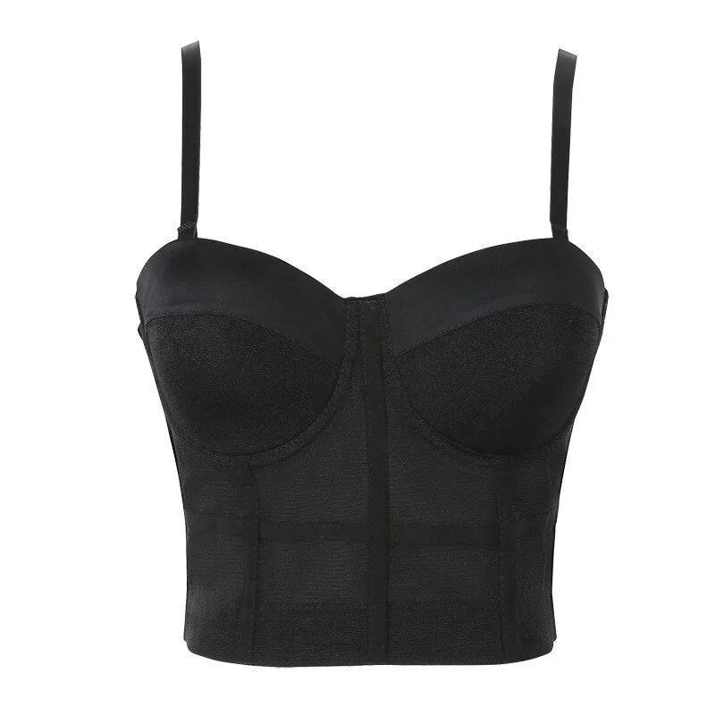Women Crop Top Tank Sexy Cami Push Up Denim Bra Backless Party Club Vest