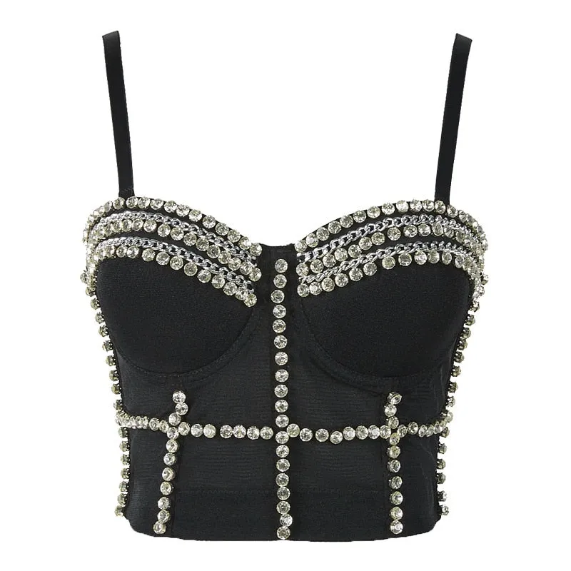 Women Crop Top Tank Sexy Cami Push Up Denim Bra Backless Party Club Vest