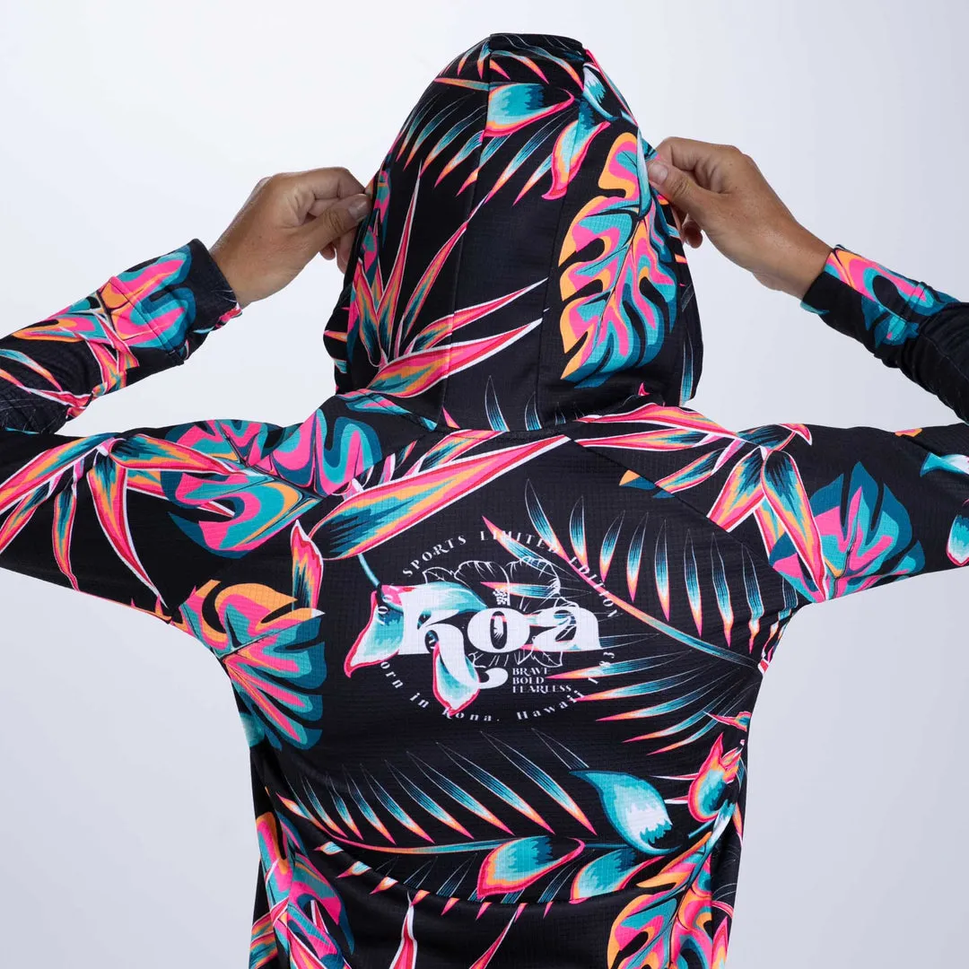 Womens LTD Run Thermo Hoodie - Koa Tropical