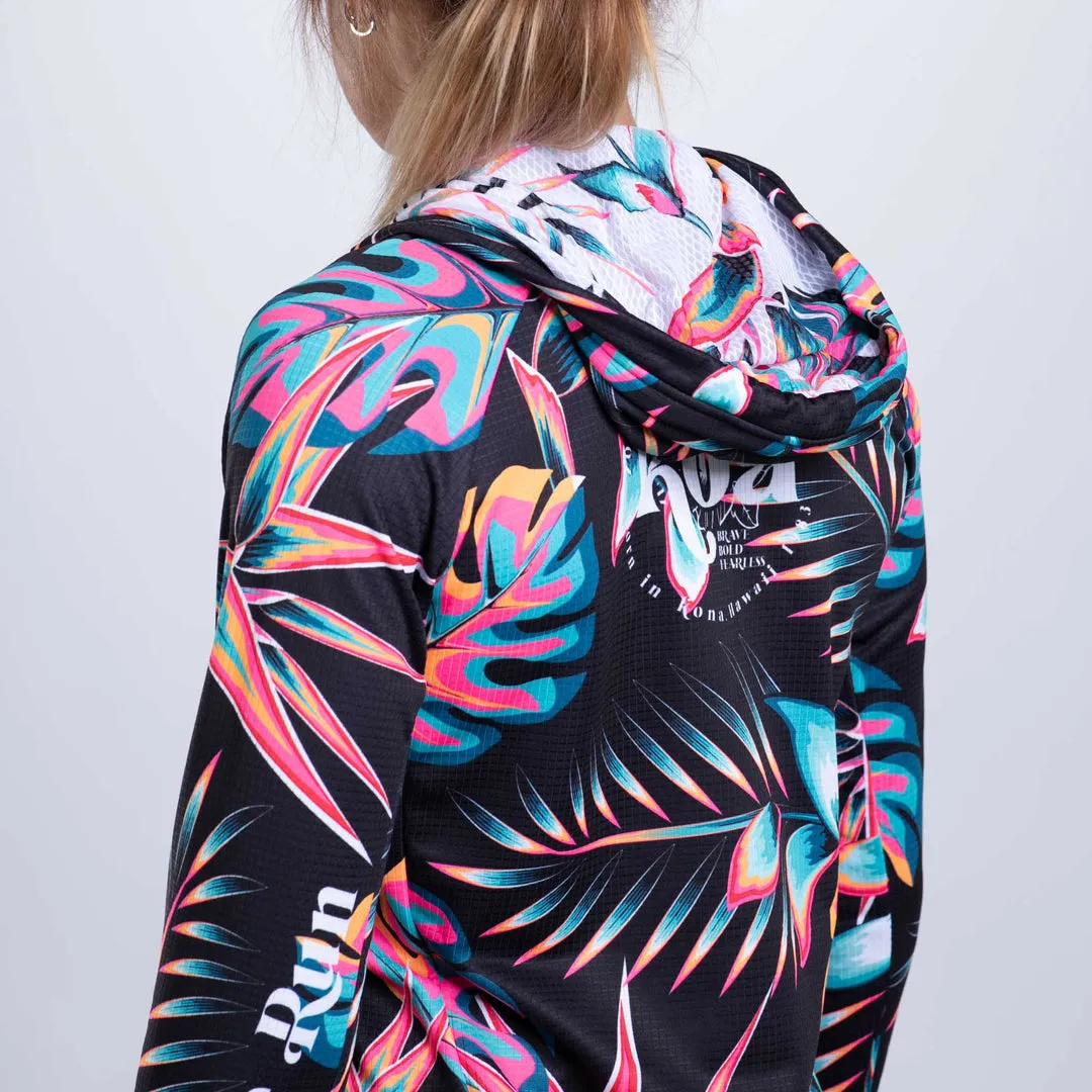 Womens LTD Run Thermo Hoodie - Koa Tropical