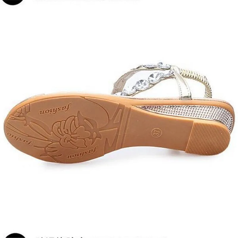 Womens Silver Rhinestone Slip on Sandals
