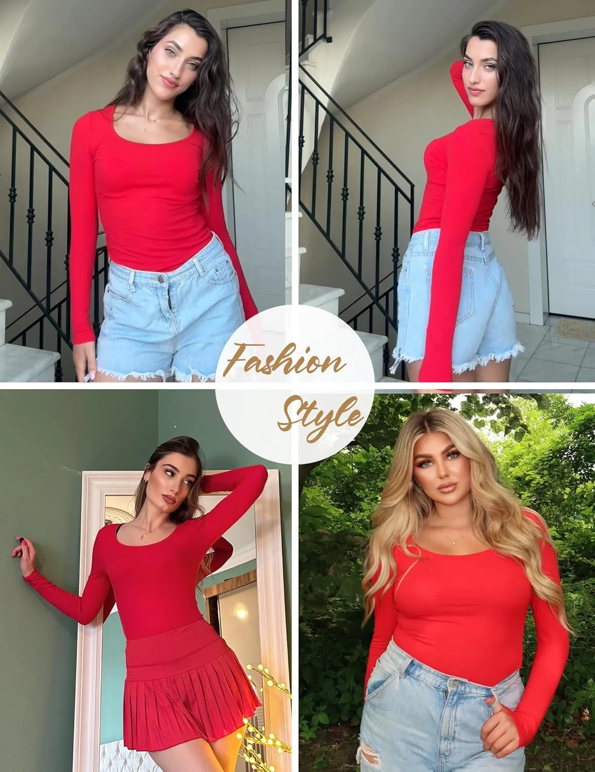 Zeagoo Women's Ribbed Long Sleeve T-Shirts Casual Crew Neck Slim Fit Shirt Soft Stretch Base Layer Lightweight Tops XS-XXL